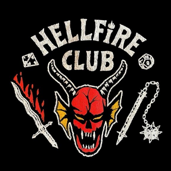 Netflix Stranger Things T-Shirt Men's Size XL Color Black Hellfire Club Graphic - Picture 2 of 12